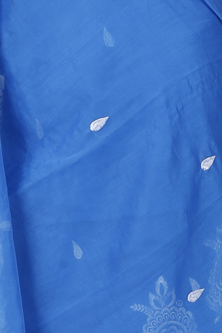 Sky Blue Blended Cotton Tabu Hand Loom Saree (1239)